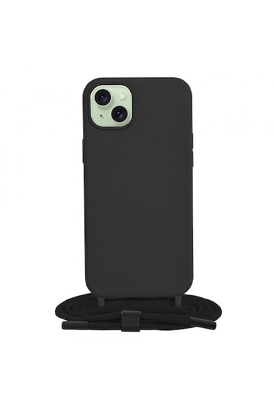 Stef's Cat Θήκη για Apple iPhone 15 Plus, Crossbody Lanyard, Μαύρη