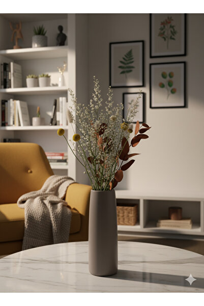 Lapida Home Decor Modern Tall Stone Vase – Beige (Bone) Cylinder Decorative Home Accessory |   Decorative Home Accessory 25 cm