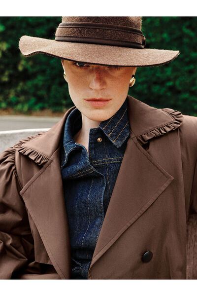 LC Waikiki Vizyon Yeni Sezon Kruvaze Yaka Kadın Trençkot