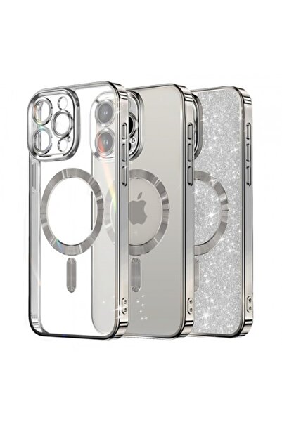Stef's Cat MagSafe Case for Apple iPhone 13 Pro, Luxury Glitter, Silver