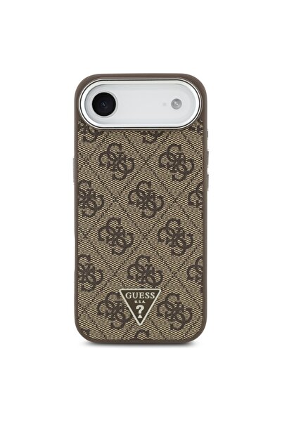 Guess Phone Case for iPhone 17 Air, Hardcase 4G Triangle Logo MagSafe, U61, Faux Leather, Brown