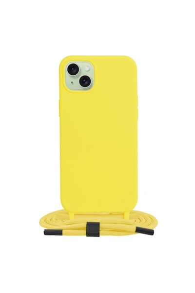 Stef's Cat Κίτρινη θήκη Crossbody με κορδόνι για Apple iPhone 15 Plus