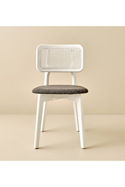 Zion Ahşap Hazeranlı Beyaz Sandalye,Doğal Hasır