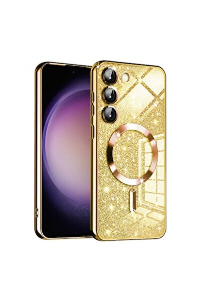 Stef's Cat Husa MagSafe pentru Samsung Galaxy S23+ S916, Luxury Glitter, Aurie