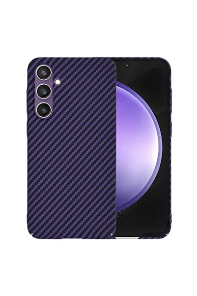 Stef's Cat Калъф за Samsung Galaxy S23 FE S711, Карбонитова Фибро Обвивка, Лилав