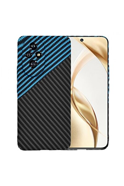 Stef's Cat Калъф за Honor 200, Карбонитова Фибро Обвивка, Син