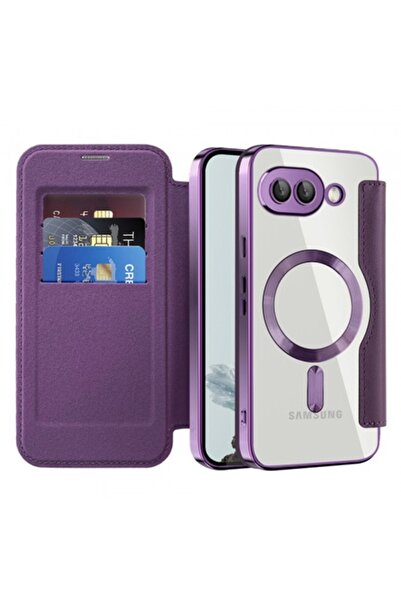 Stef's Cat Husă MagSafe pentru Google Pixel 9a, SmartMag Book, violet