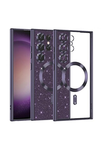 Stef's Cat Carcasă MagSafe pentru Samsung Galaxy S23 Ultra S918, sclipici de ...