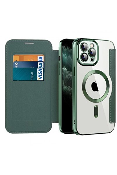 Stef's Cat Husa MagSafe pentru Apple iPhone 11 Pro Max, SmartMag Book, Verde