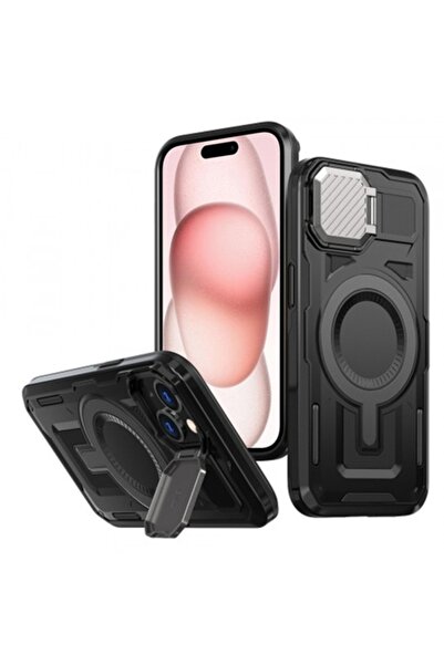 Stef's Cat Carcasă MagSafe pentru Apple iPhone 15, CamVault, Neagră