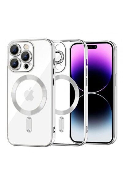 Stef's Cat Калъф MagSafe за Apple iPhone 14 Pro Max, луксозен кристал, сребрист