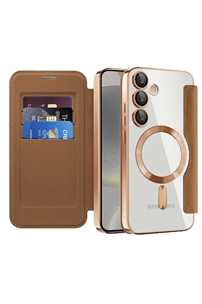 Stef's Cat Husă MagSafe pentru Samsung Galaxy S24+ S926, SmartMag Book, maro