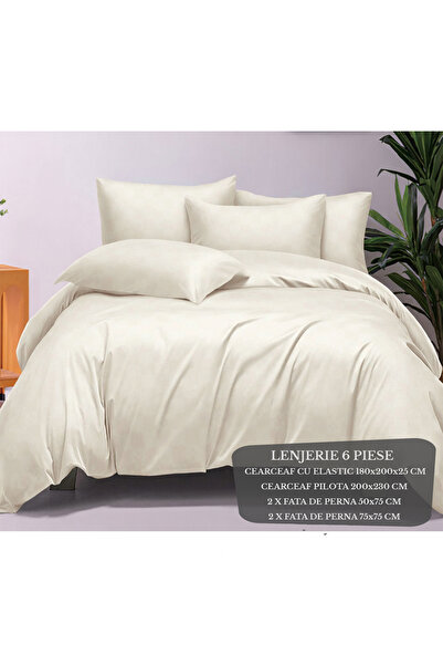 Patul Lenjerie de Pat Premium, Bumbac Finet , 6 Piese, Cearceaf cu elastic