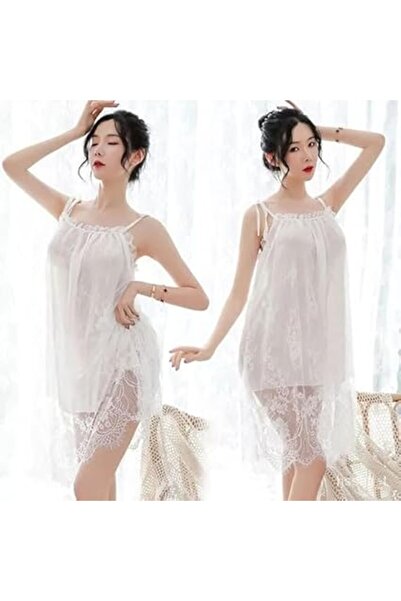 Margoun Women's Lace Nightgown - Sexy Sleepwear with Adjustable Straps, G-String, One Size