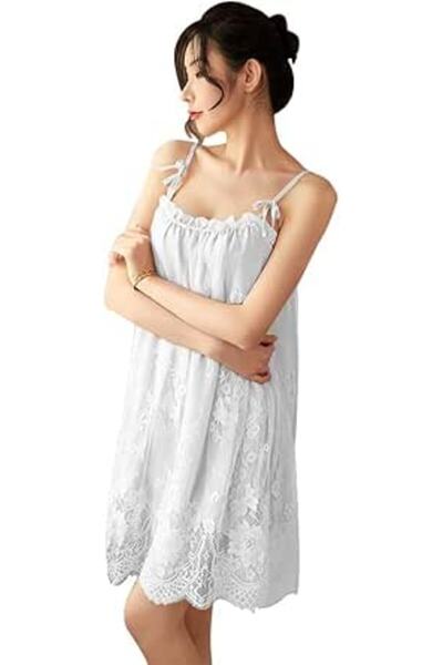 Margoun Women's Lace Nightgown - Sexy Sleepwear with Adjustable Straps, G-String, One Size