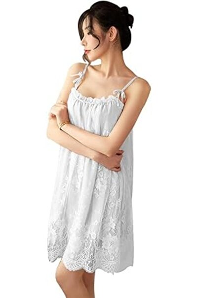 Margoun Women's Lace Nightgown - Sexy Sleepwear with Adjustable Straps, G-String, One Size