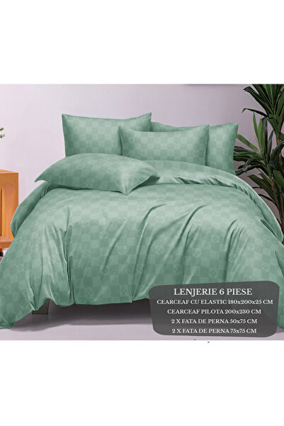 Patul Lenjerie de Pat Premium, Bumbac Finet , 6 Piese, Cearceaf cu elastic