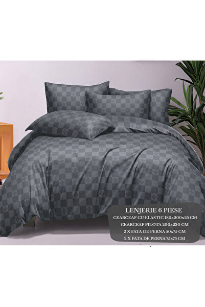 Patul Lenjerie de Pat Premium, Bumbac Finet , 6 Piese, Cearceaf cu elastic