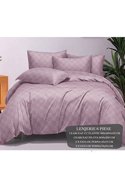 Patul Lenjerie de Pat Premium, Bumbac Finet , 6 Piese, Cearceaf cu elastic