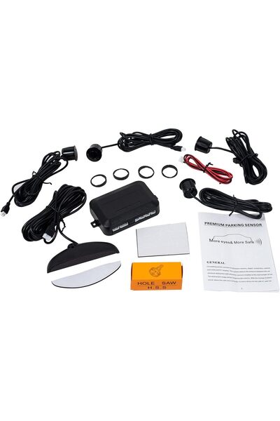 Masu Rear Parking Sensor Kit with Color LED Display, Dual CPU, 4 Sensors - Black