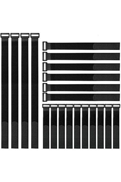 007 YiwerDer Reusable Cable Ties Set - 20 Pieces (8", 12", 18") Velcro Adjustable, Black