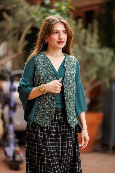 Miss Boheme Green Color Bohemian Style Vest