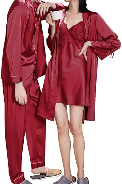 Margoun Silk Satin Couples Pajama Set, Sexy Nightdress Nightgown Robe MG07