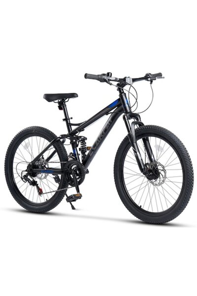 Carpat MTB Kids 24" Double Suspension Disc Brakes 21-speed Black/Grey/Blue