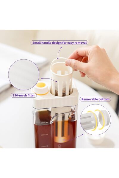 Generic MAFO 27 oz Cold Brew Coffee Maker, 350-Mesh Fine Filter, Leak-Proof, Removable Design, Tritan, Black