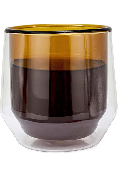 MIBRU Double-Wall Glass for Espresso, Turkish Tea & Arabic Coffee, Insulated - Yellow 250ml