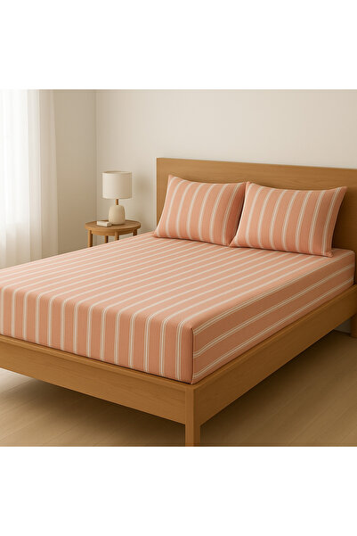 SENSSTEKSTİL طقم ملاءات سرير مزدوجة مطاطية مقاس 160×200