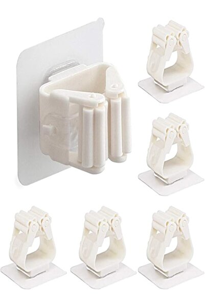 Generic حامل مكنسة وممسحة ذاتي اللصق يُثبّت على الحائط - مجموعة من 6 قطع، لا ...