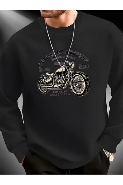 ship master سويت شيرت رجالي ذو خيطين – دراجات نارية مخصصة B مطبوع O قصة فضفاض...