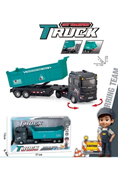 berattoys 26cm oyuncak kamyon iş makinası kırılmaz iş araçları sürtmeli teker damperli kamyon