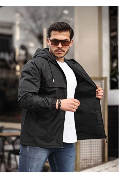 The Naz Line Men's Lined Waterproof Raincoat with Hooded Pockets