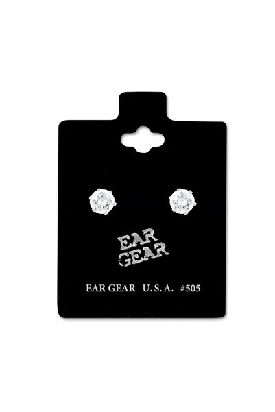 EAR GEAR 5mm Cubic Zirconia Silver Hoop Earrings 505