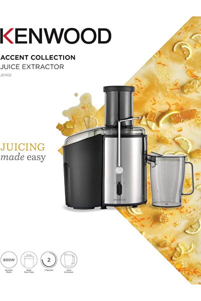 Kenwood Juicer 800W Stainless Steel Juice Extractor with 75mm Feed Tube, 2-Speed