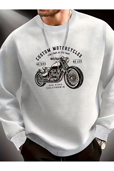 ship master سويت شيرت رجالي ذو خيطين – دراجات نارية مخصصة B مطبوع O قصة فضفاض...