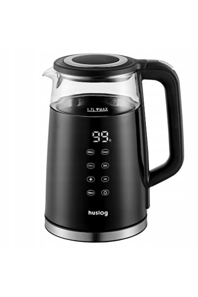 Huslog Electric Kettle 1.7L, 2200W, Touch Panel, Glass, Black