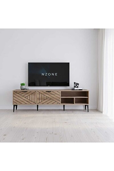NZONE STORE Modern wooden TV table with elegant geometric design