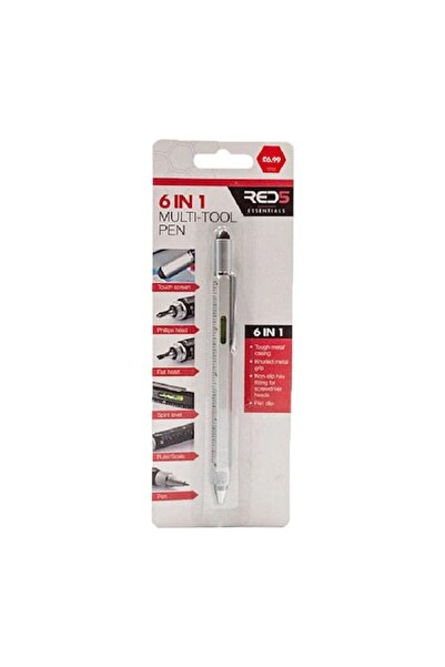 Red5 6-function utility pen, metallic, RED5, 16 cm x 1 cm