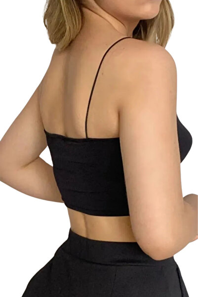 TUBA TOPTAŞ Strappy Crop Blouse-Black