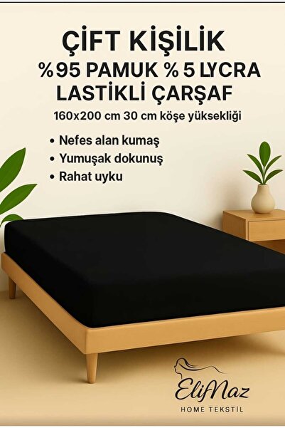 Elifnaz home tekstil ملاءة مزدوجة 95% قطن - 5% ليكرا - مطاطية (بدون وسادة)