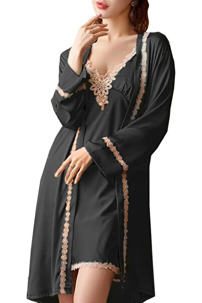 Margoun Women Robe Sleepwear 2-Piece Satin Nightgown Long Kimono Dressing Gow...