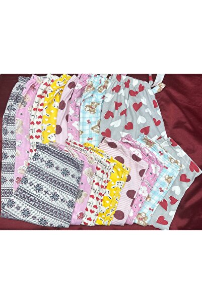 Kuryıldız Kışlık pazen içi yünlü yumuşak kadın pijama 3’lü