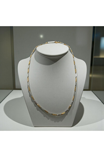 stainless steell Şerit Kesim Model İki Renkli Çelik Kolye 316 Ayar