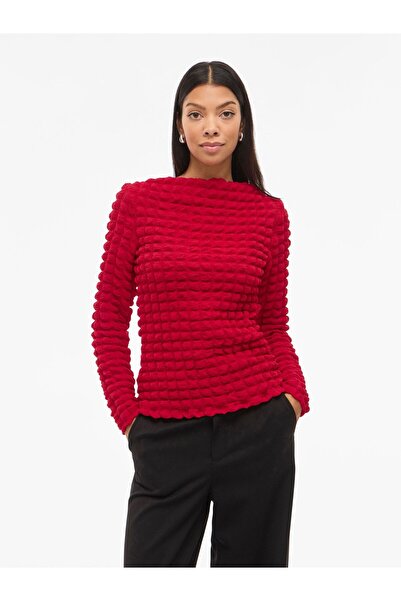 VILA Oberteil mit langen Ärmeln VIFORCEA U-Boot-Ausschnitt