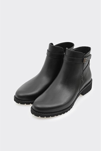 derinet Fermuarlı Hakiki Deri Kadın Bot