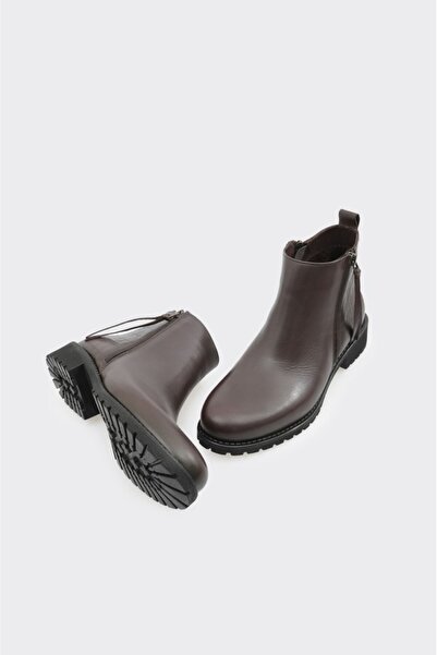 derinet Hakiki Deri Fermuarlı Kadın Bot