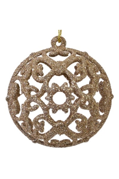 OEM Set globuri de Crăciun bej cu sclipici 6cm - 6 buc